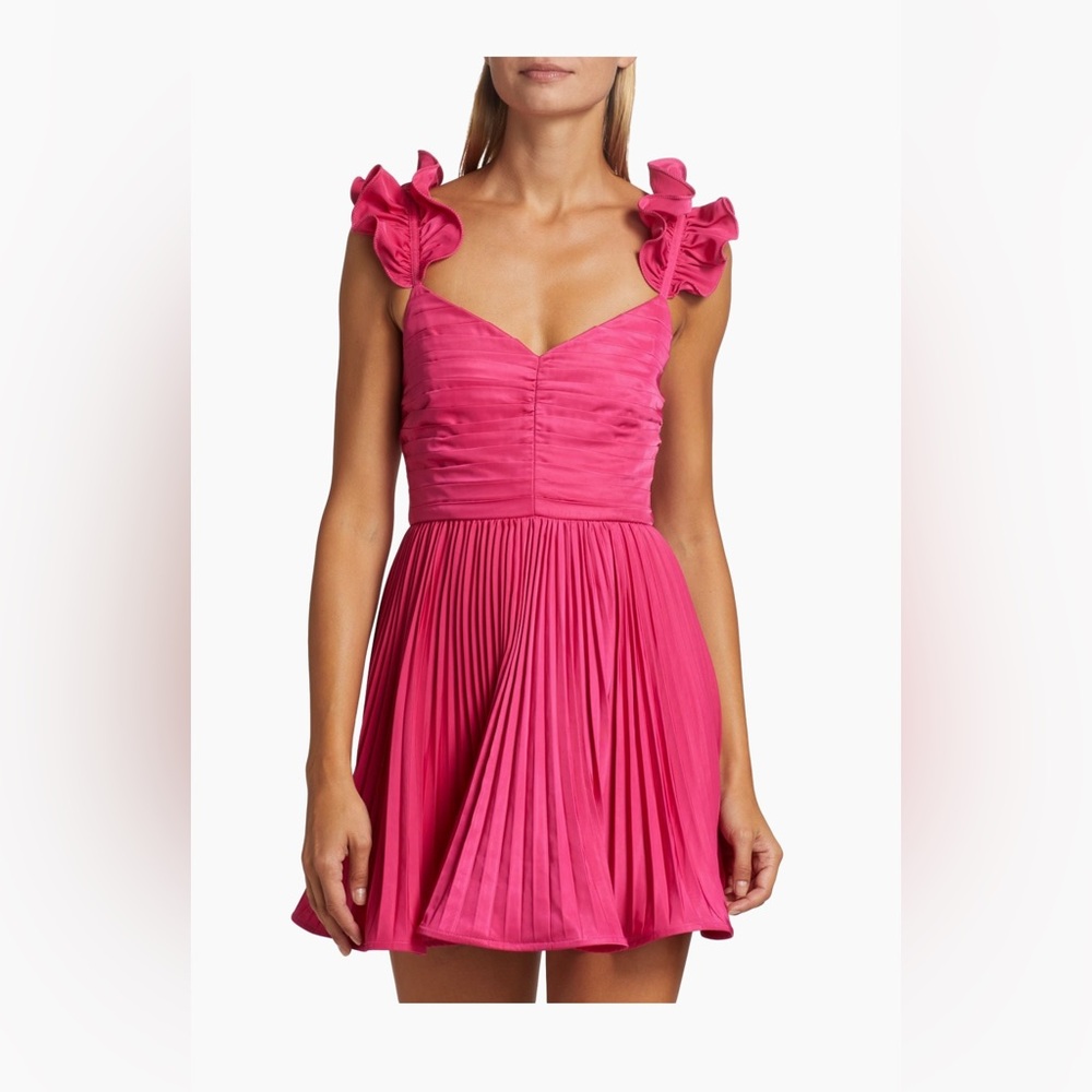 Amur Kitty Ruffle strap dress pink cabaret